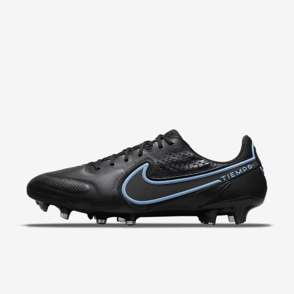 Black / Grey Men\'s Nike Tiempo Legend 9 Elite FG Firm-Ground Football Shoes | NK385EBH