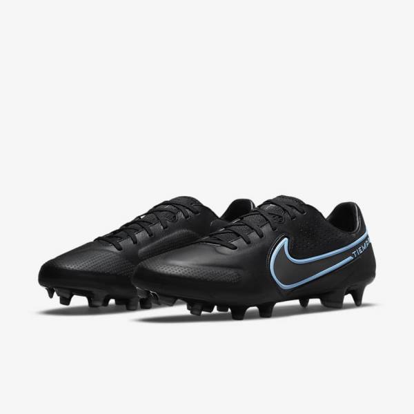 Black / Grey Men's Nike Tiempo Legend 9 Pro FG Firm-Ground Football Shoes | NK815AKH