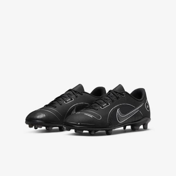 Black / Grey / Metal Silver Kids' Nike Jr. Mercurial Vapor 14 Club MG Older Multi-Ground Football Shoes | NK054VSY