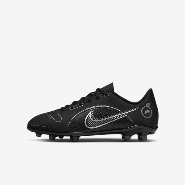 Black / Grey / Metal Silver Kids\' Nike Jr. Mercurial Vapor 14 Club MG Older Multi-Ground Football Shoes | NK054VSY