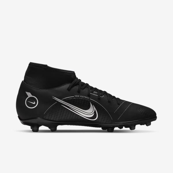 Black / Grey / Metal Silver Men's Nike Mercurial Superfly 8 Club MG Multi-Grounds Football Shoes | NK728UWE