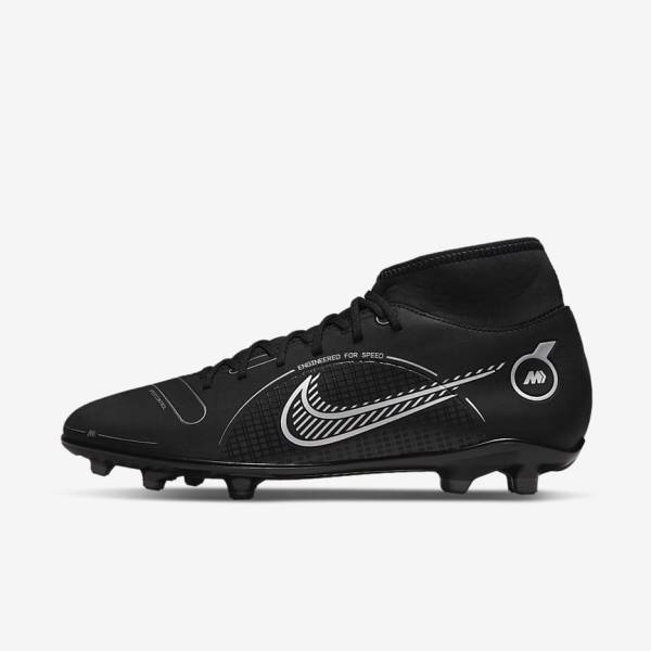 Black / Grey / Metal Silver Men\'s Nike Mercurial Superfly 8 Club MG Multi-Grounds Football Shoes | NK728UWE