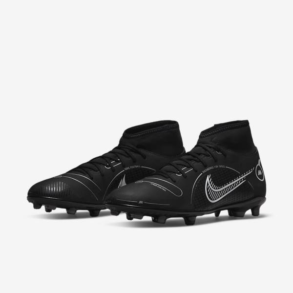 Black / Grey / Metal Silver Women's Nike Mercurial Superfly 8 Club MG Multi-Grounds Football Shoes | NK748XCN