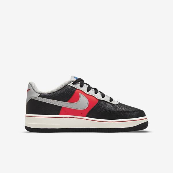 Black / Grey / Red Kids' Nike Air Force 1 EMB Older Sneakers | NK860BZN