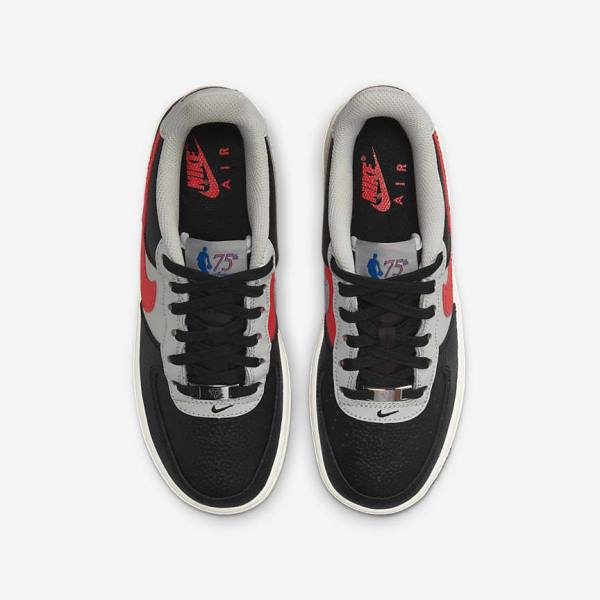 Black / Grey / Red Kids' Nike Air Force 1 EMB Older Sneakers | NK860BZN