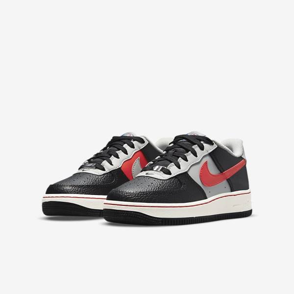 Black / Grey / Red Kids' Nike Air Force 1 EMB Older Sneakers | NK860BZN