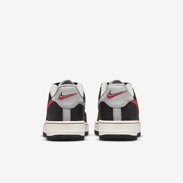 Black / Grey / Red Kids' Nike Air Force 1 EMB Older Sneakers | NK860BZN