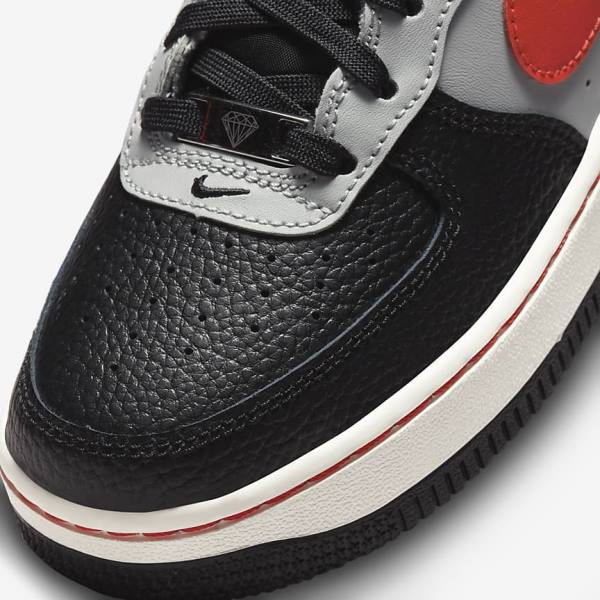 Black / Grey / Red Kids' Nike Air Force 1 EMB Older Sneakers | NK860BZN