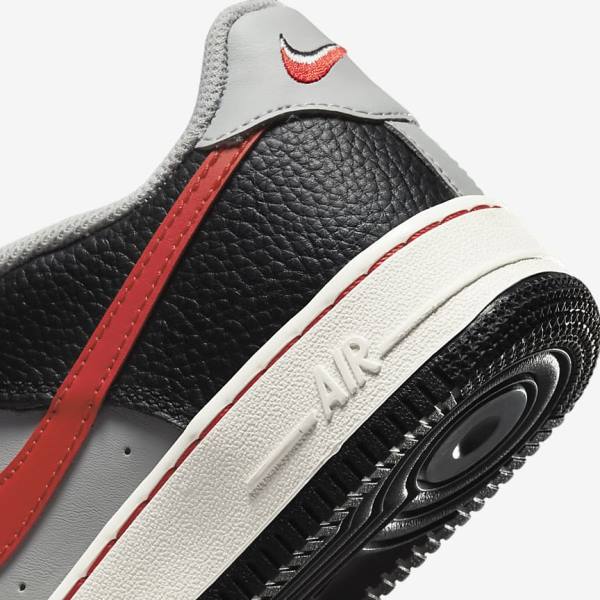 Black / Grey / Red Kids' Nike Air Force 1 EMB Older Sneakers | NK860BZN