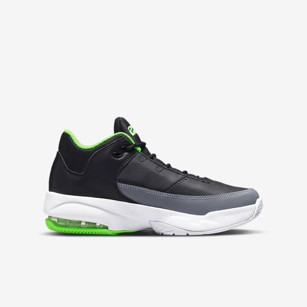 Black / Grey / White / Green Kids' Nike Jordan Max Aura 3 Older Sneakers | NK856ERP