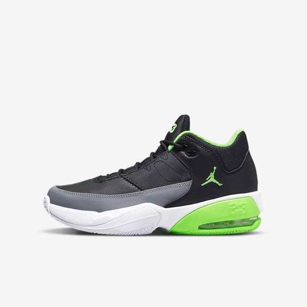 Black / Grey / White / Green Kids\' Nike Jordan Max Aura 3 Older Sneakers | NK856ERP