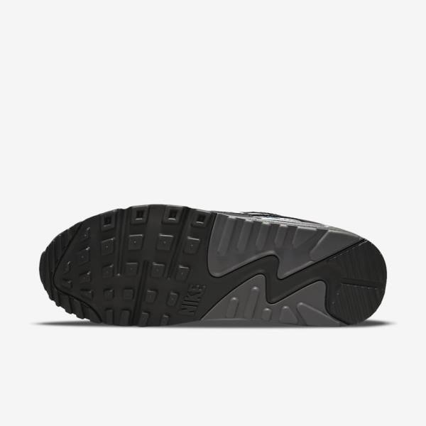 Black / Grey / White Men's Nike Air Max 90 Sneakers | NK297CHU