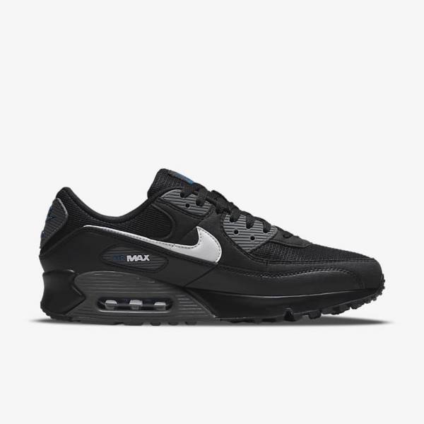 Black / Grey / White Men's Nike Air Max 90 Sneakers | NK297CHU