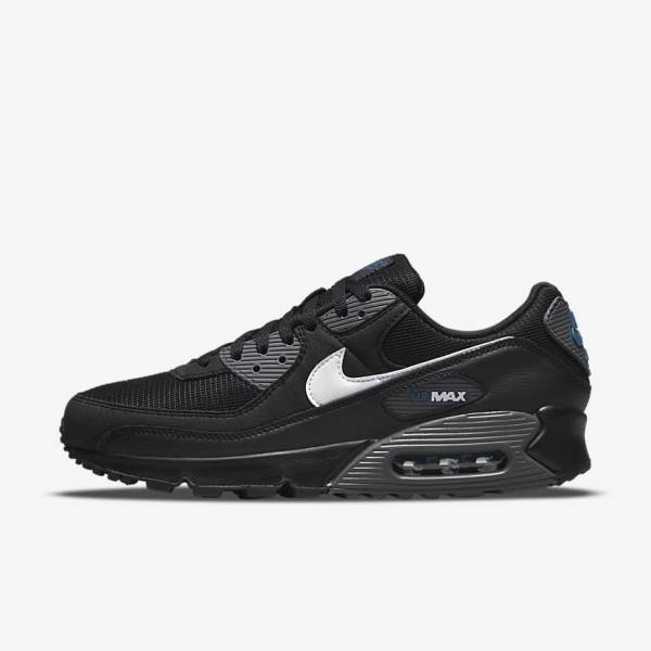 Black / Grey / White Men\'s Nike Air Max 90 Sneakers | NK297CHU