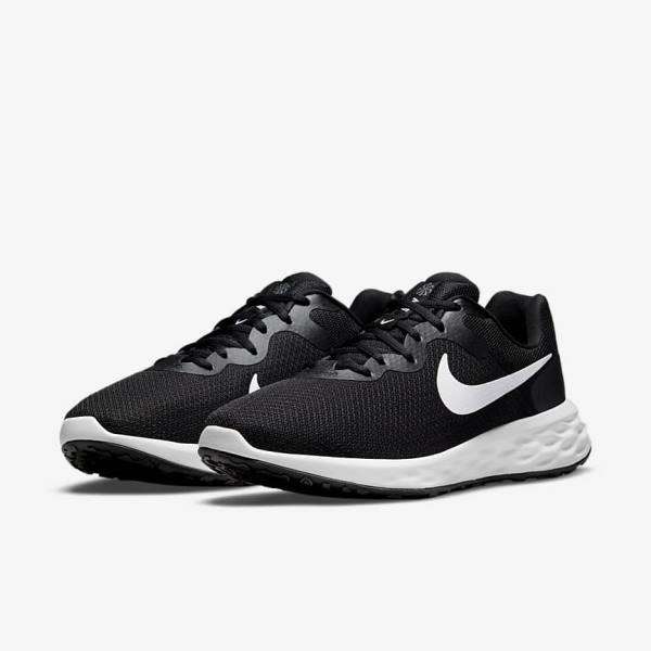 Black / Grey / White Men's Nike Revolution 6 (Extra Wide) Running Shoes | NK635ZTY