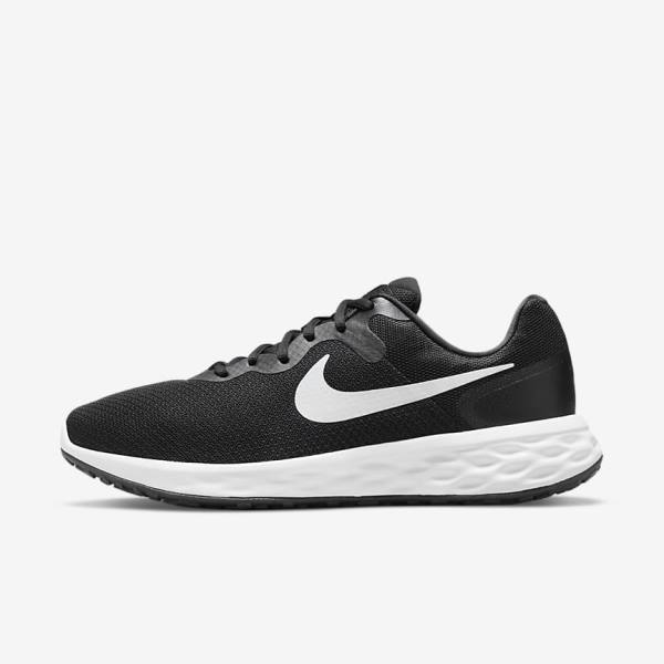 Black / Grey / White Men\'s Nike Revolution 6 (Extra Wide) Running Shoes | NK635ZTY