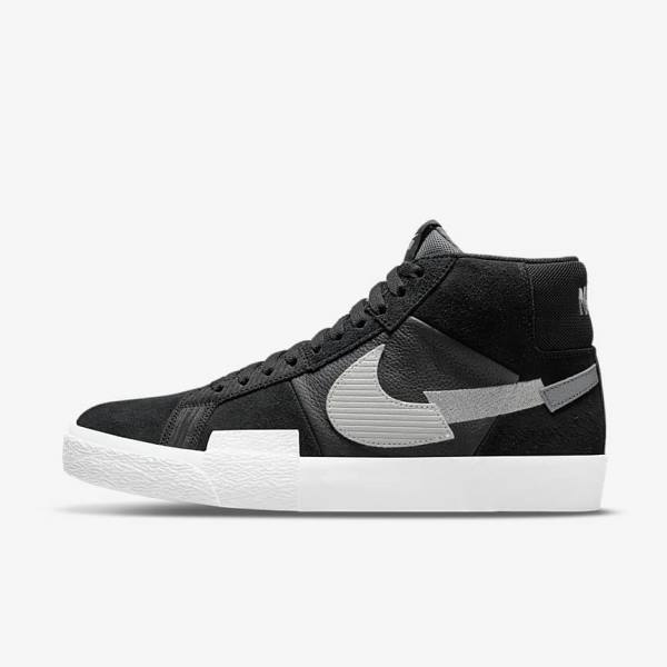 Black / Grey / White Men\'s Nike SB Zoom Blazer Mid Premium Sneakers | NK670ZMX