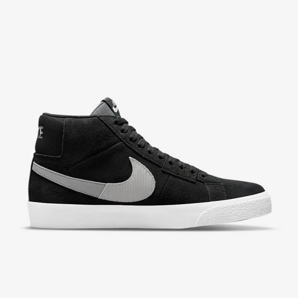 Black / Grey / White Men's Nike SB Zoom Blazer Mid Premium Skate Shoes | NK734SOB