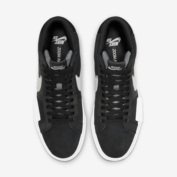 Black / Grey / White Men's Nike SB Zoom Blazer Mid Premium Skate Shoes | NK734SOB