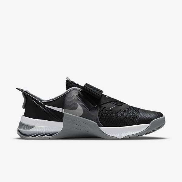 Black / Grey / White / Platinum Women's Nike Metcon 7 FlyEase Training Shoes | NK960EDX