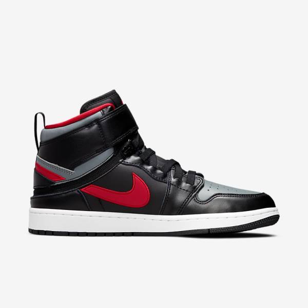 Black / Grey / White / Red Men's Nike Air Jordan 1 Hi FlyEase Sneakers | NK374BWT