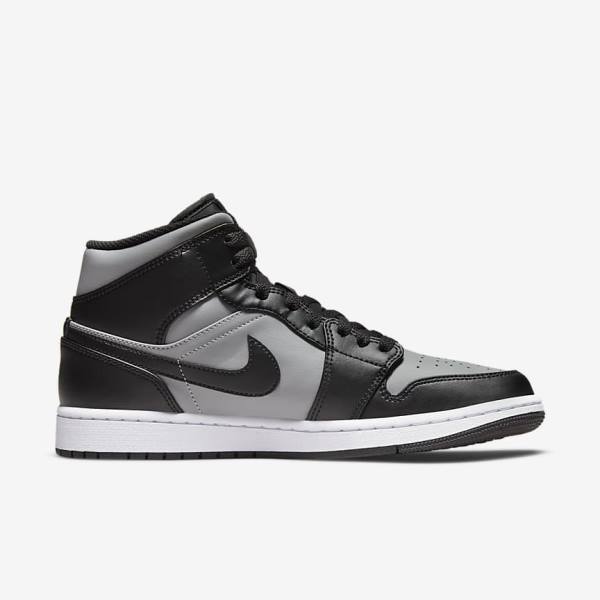 Black / Grey / White / Red Men's Nike Air Jordan 1 Mid Jordan Shoes | NK386FNL