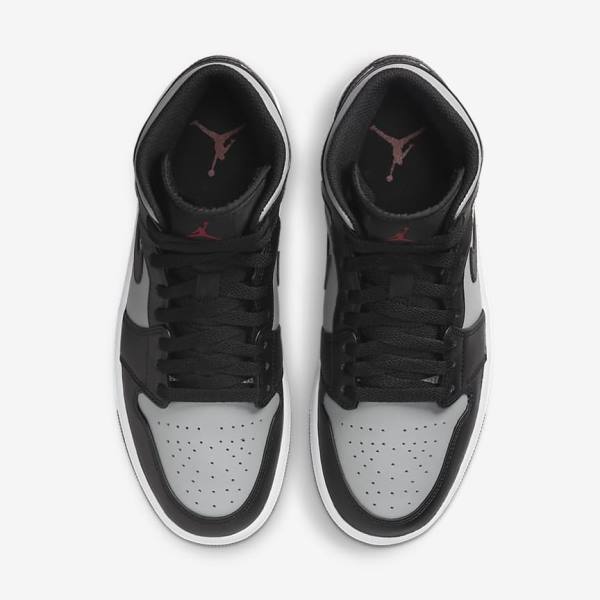 Black / Grey / White / Red Men's Nike Air Jordan 1 Mid Jordan Shoes | NK386FNL