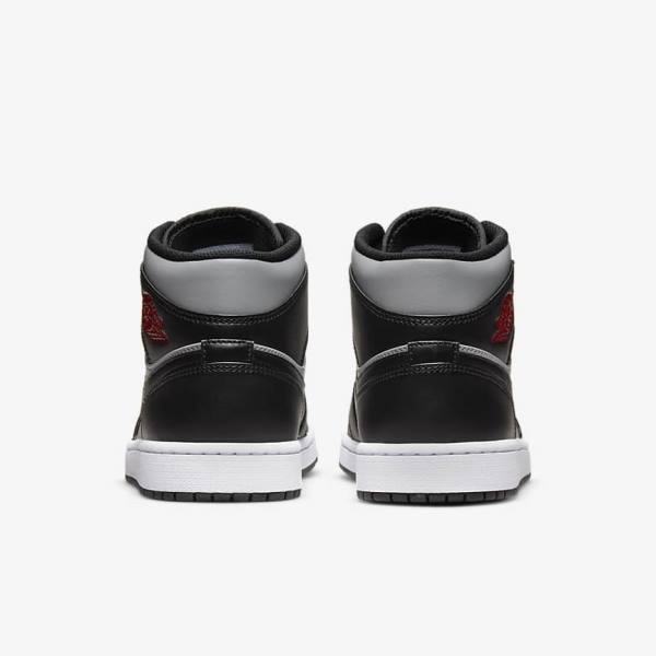 Black / Grey / White / Red Men's Nike Air Jordan 1 Mid Jordan Shoes | NK386FNL