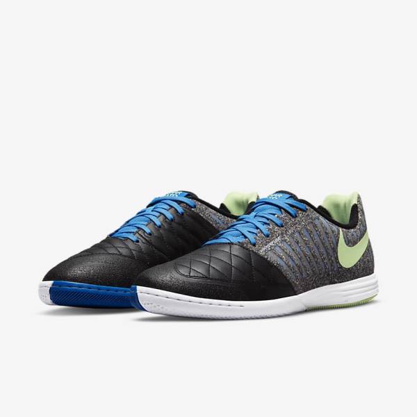 Black / Light Blue / Light Green Men's Nike Lunar Gato II IC Indoor Court Football Shoes | NK657QJD