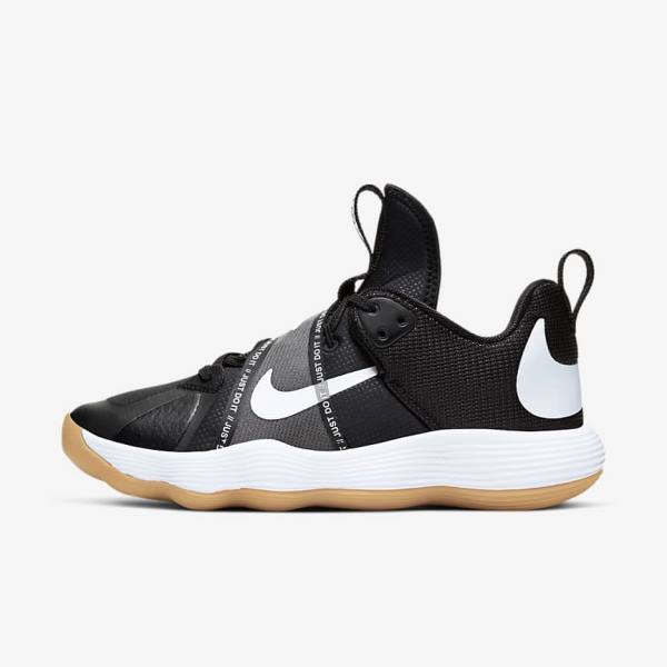 Black / Light Brown / White Women\'s Nike React HyperSet Indoor Court Training Shoes | NK257GWD