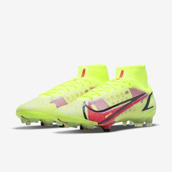 Black / Light Red Men's Nike Mercurial Superfly 8 Elite FG Firm-Grounds Football Shoes | NK890LCM