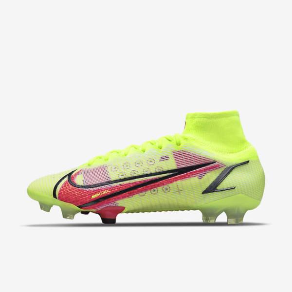 Black / Light Red Women\'s Nike Mercurial Superfly 8 Elite FG Firm-Grounds Football Shoes | NK864MHJ