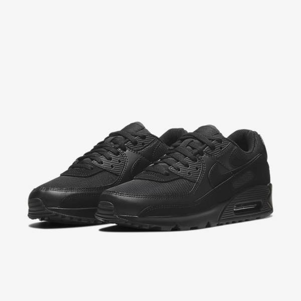 Black Men's Nike Air Max 90 Sneakers | NK497IAD