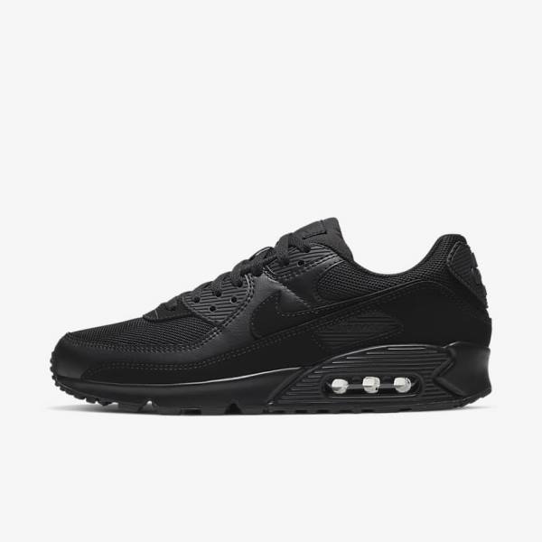 Black Men\'s Nike Air Max 90 Sneakers | NK497IAD