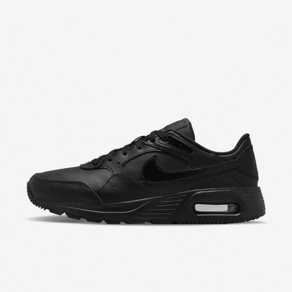 Black Men\'s Nike Air Max SC Leather Sneakers | NK213VCU