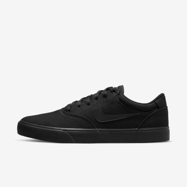 Black Men\'s Nike SB Chron 2 Canvas Skate Shoes | NK012NIZ