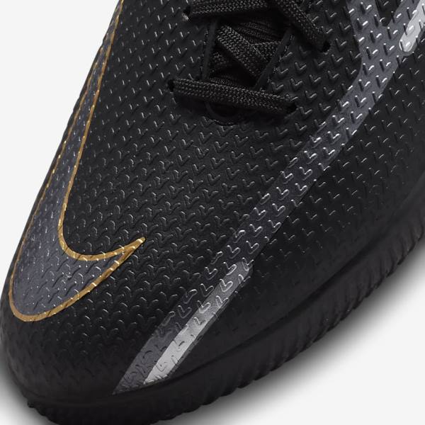 Black / Metal Gold / Dark Grey / Metal Dark Grey Women's Nike Phantom GT2 Academy Dynamic Fit IC Indoor Court Football Shoes | NK024XVK