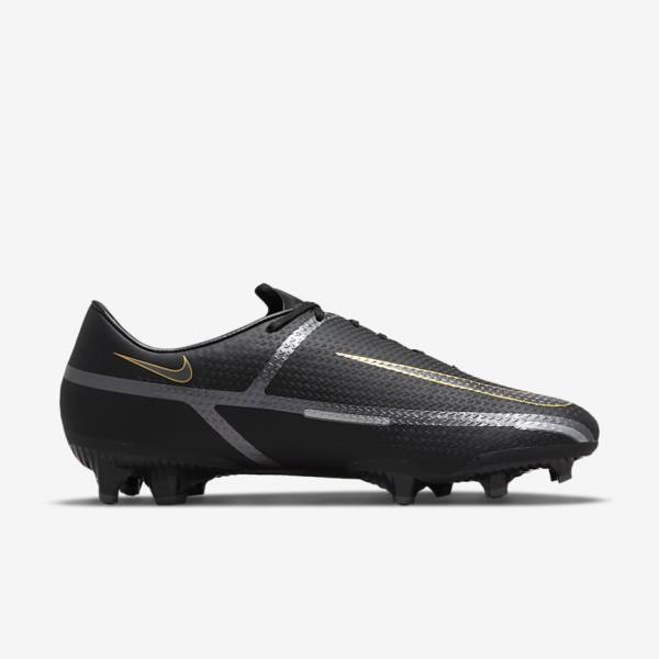 Black / Metal Gold / Dark Grey / Metal Dark Grey Men's Nike Phantom GT2 Academy MG Multi-Ground Football Shoes | NK276DIC