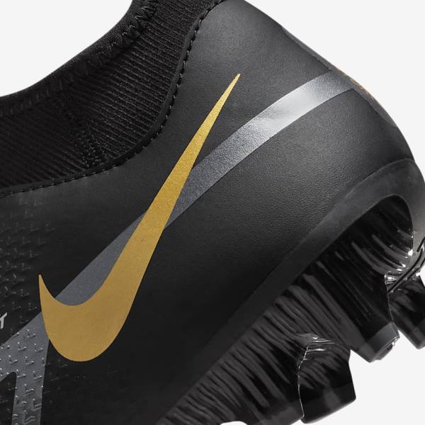 Black / Metal Gold / Dark Grey / Metal Dark Grey Men's Nike Phantom GT2 Academy Dynamic Fit MG Multi-Ground Football Shoes | NK381RHG