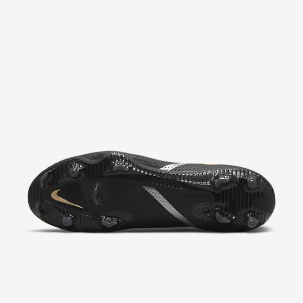 Black / Metal Gold / Metal Silver / Metal Dark Grey Men's Nike Phantom GT2 Pro Dynamic Fit FG Firm-Ground Football Shoes | NK019BPN