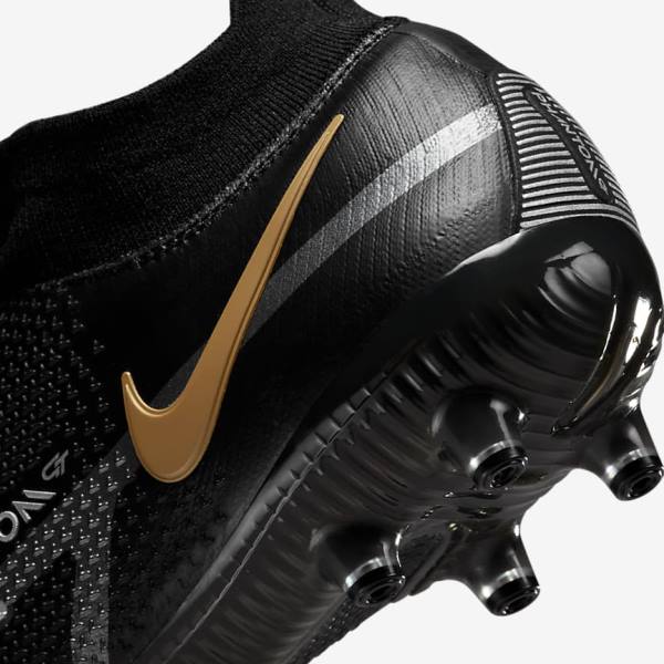 Black / Metal Gold / Metal Silver / Metal Dark Grey Women's Nike Phantom GT2 Dynamic Fit Elite AG-Pro Artificial-Grass Football Shoes | NK582ZXS