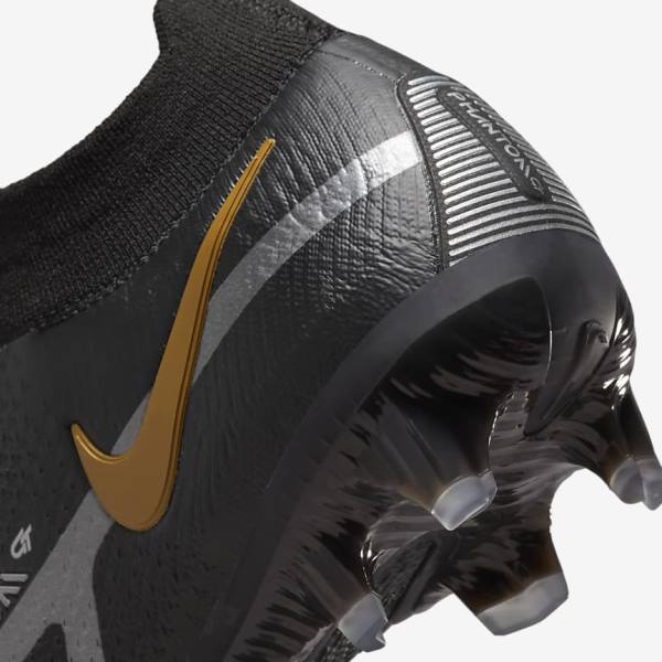 Black / Metal Gold / Metal Silver / Metal Dark Grey Men's Nike Phantom GT2 Dynamic Fit Elite FG Firm-Ground Football Shoes | NK628ABS