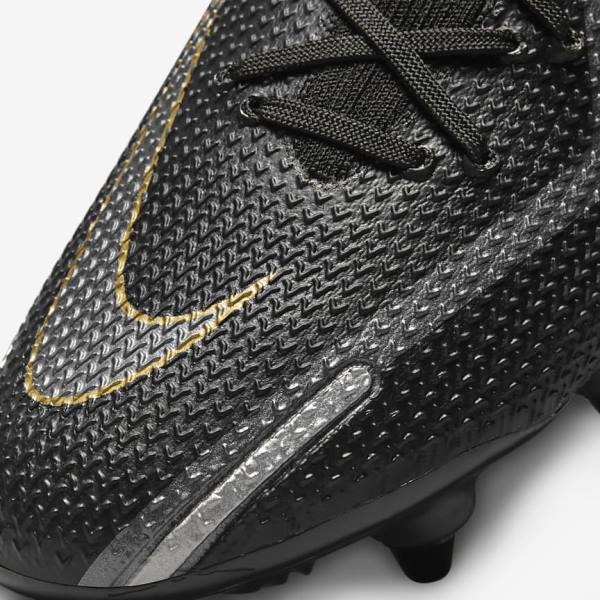 Black / Metal Gold / Metal Silver / Metal Dark Grey Men's Nike Phantom GT2 Elite SG-Pro AC Soft-Ground Football Shoes | NK845PNV