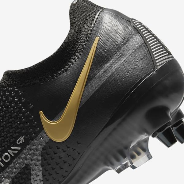 Black / Metal Gold / Metal Silver / Metal Dark Grey Men's Nike Phantom GT2 Elite SG-Pro AC Soft-Ground Football Shoes | NK845PNV