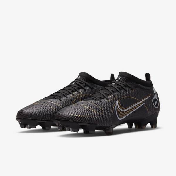 Black / Metal Silver / Grey / Metal Gold Men's Nike Mercurial Vapor 14 Pro FG Firm-Ground Football Shoes | NK154NOZ