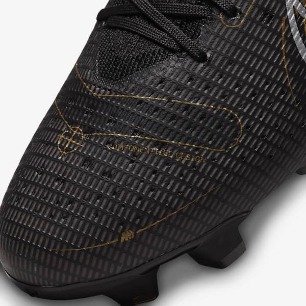 Black / Metal Silver / Grey / Metal Gold Men's Nike Mercurial Vapor 14 Pro FG Firm-Ground Football Shoes | NK154NOZ