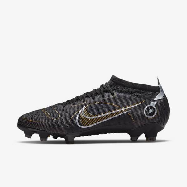 Black / Metal Silver / Grey / Metal Gold Men\'s Nike Mercurial Vapor 14 Pro FG Firm-Ground Football Shoes | NK154NOZ