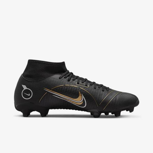 Black / Metal Silver / Grey / Metal Gold Women's Nike Mercurial Superfly 8 Academy MG Multi-Grounds Football Shoes | NK178RDE