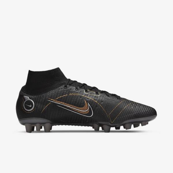 Black / Metal Silver / Grey / Metal Gold Women's Nike Mercurial Superfly 8 Elite AG Artificial-Grasss Football Shoes | NK348RKJ