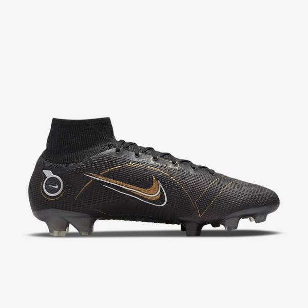 Black / Metal Silver / Grey / Metal Gold Women's Nike Mercurial Superfly 8 Elite FG Firm-Grounds Football Shoes | NK520VZH